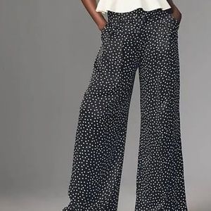 Anthropologie Polka Dot Wide-Leg Pants